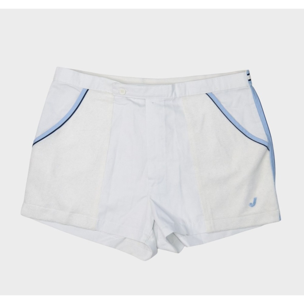 Vintage Jantzen Shorts Mens 36 White Terry Striped Hot Pants 2.5" Made in USA